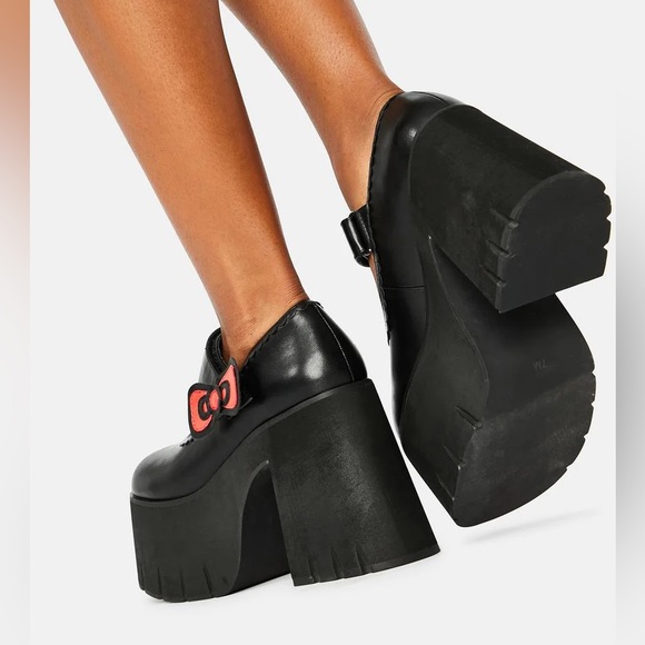 DOLLS KILL x HELLO KITTY Precious Present Faux Leather Platform Mary Janes Black - Picture 15 of 16